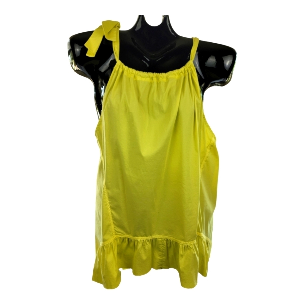 BCBGMAXAZRIA Sleeveless Minimalist Drawstring Yellow Smock Top‎